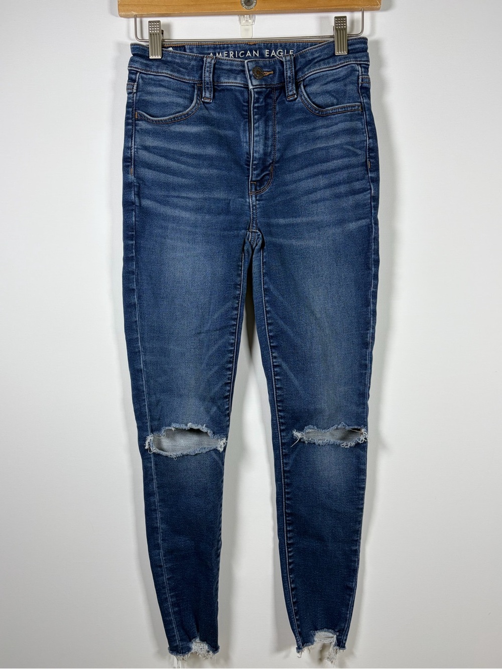 American Eagle Outfitters Women's Distressed Super High- Rise Jeggings